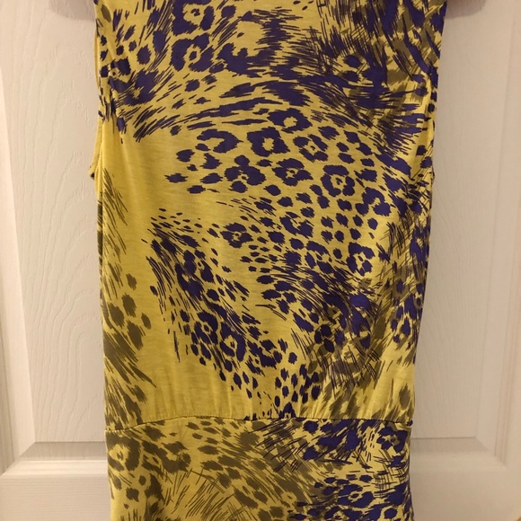 Animal Print Yellow & Purple Jennifer Lopez —JLo—Sleeveless Faux Wrap Top - Picture 2 of 6
